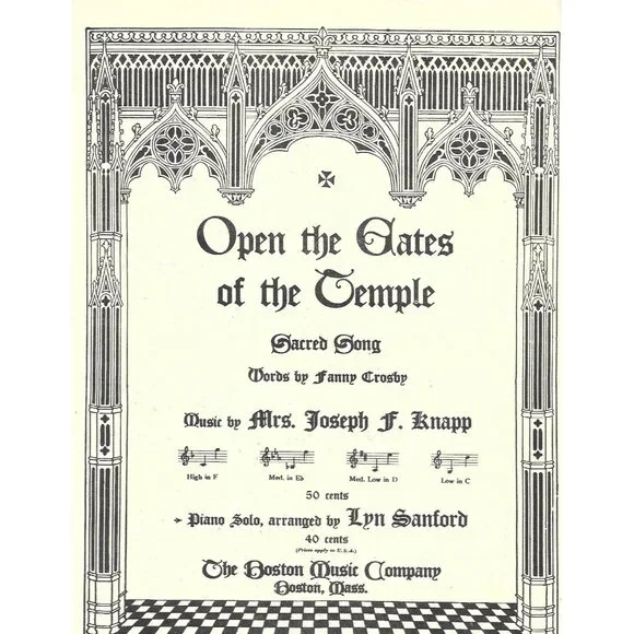 Open the Gates of the Temple 1952 Boston Music Sacred Piano Solo - Picture 1 of 3